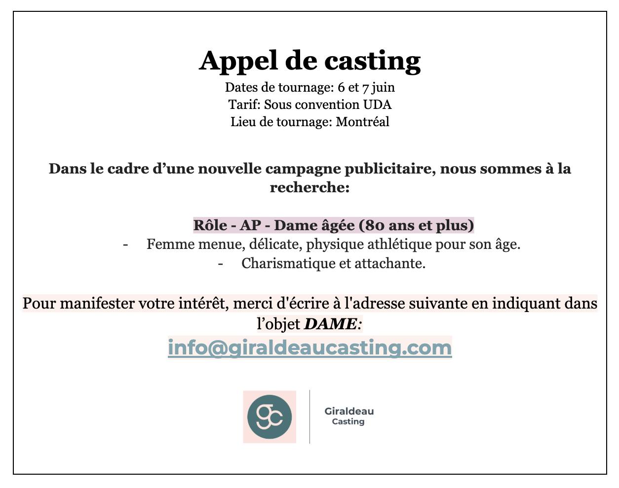 Campagne publicitaire — Dame âgée 80 ans et plus
