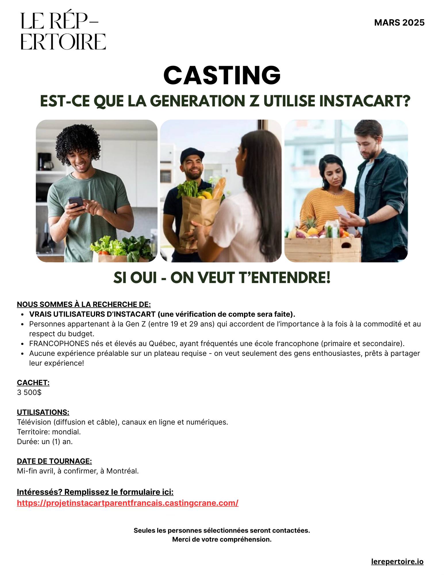 Instacart génération Z francophone Québec