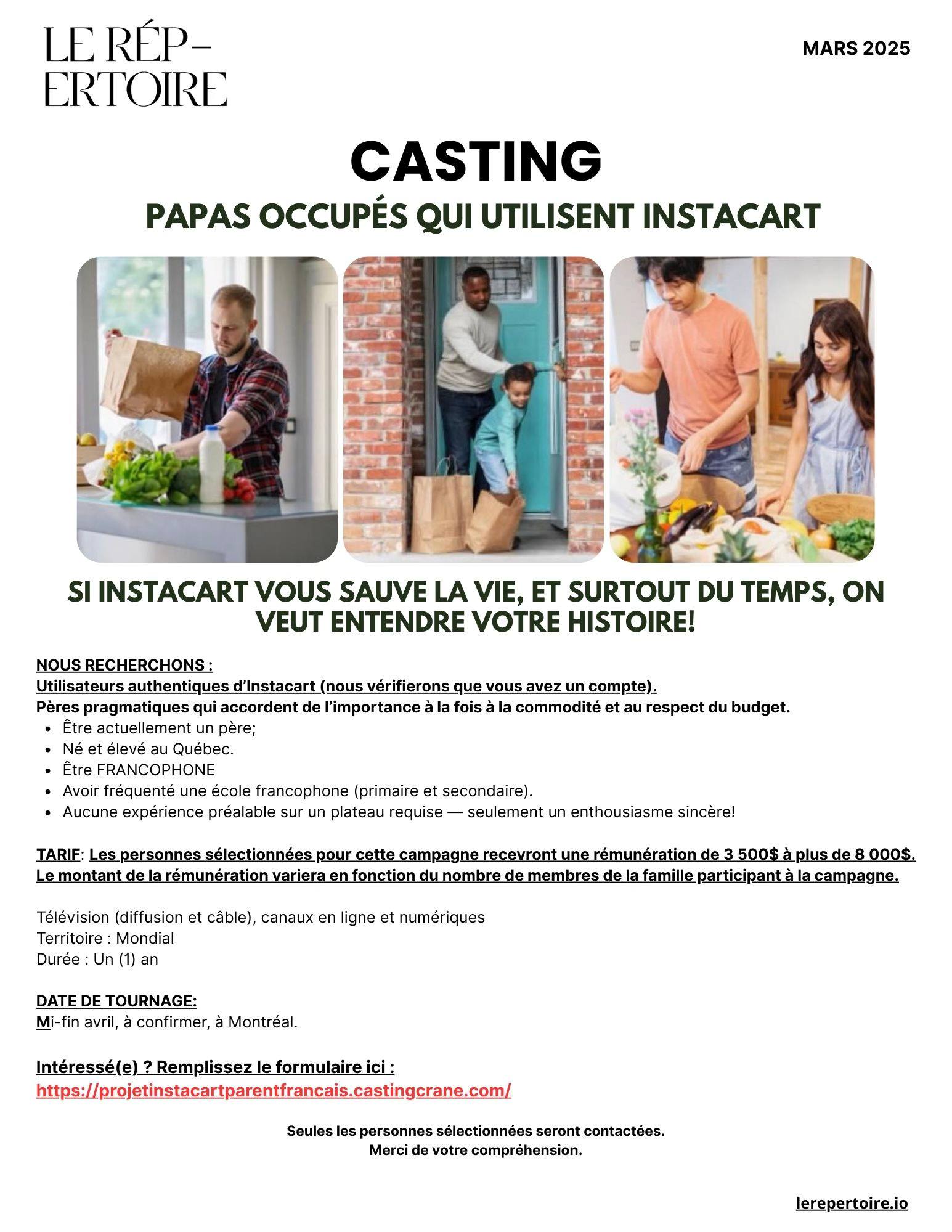 Casting Instacart papas