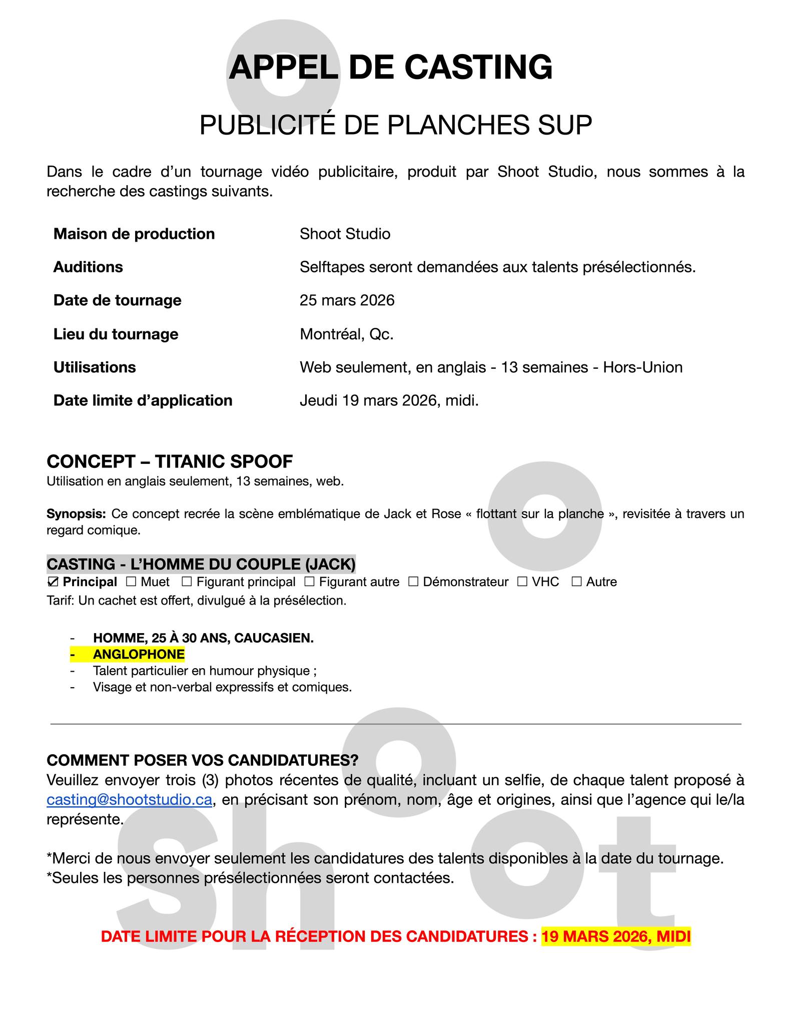 Aperçu casting publicité planches SUP