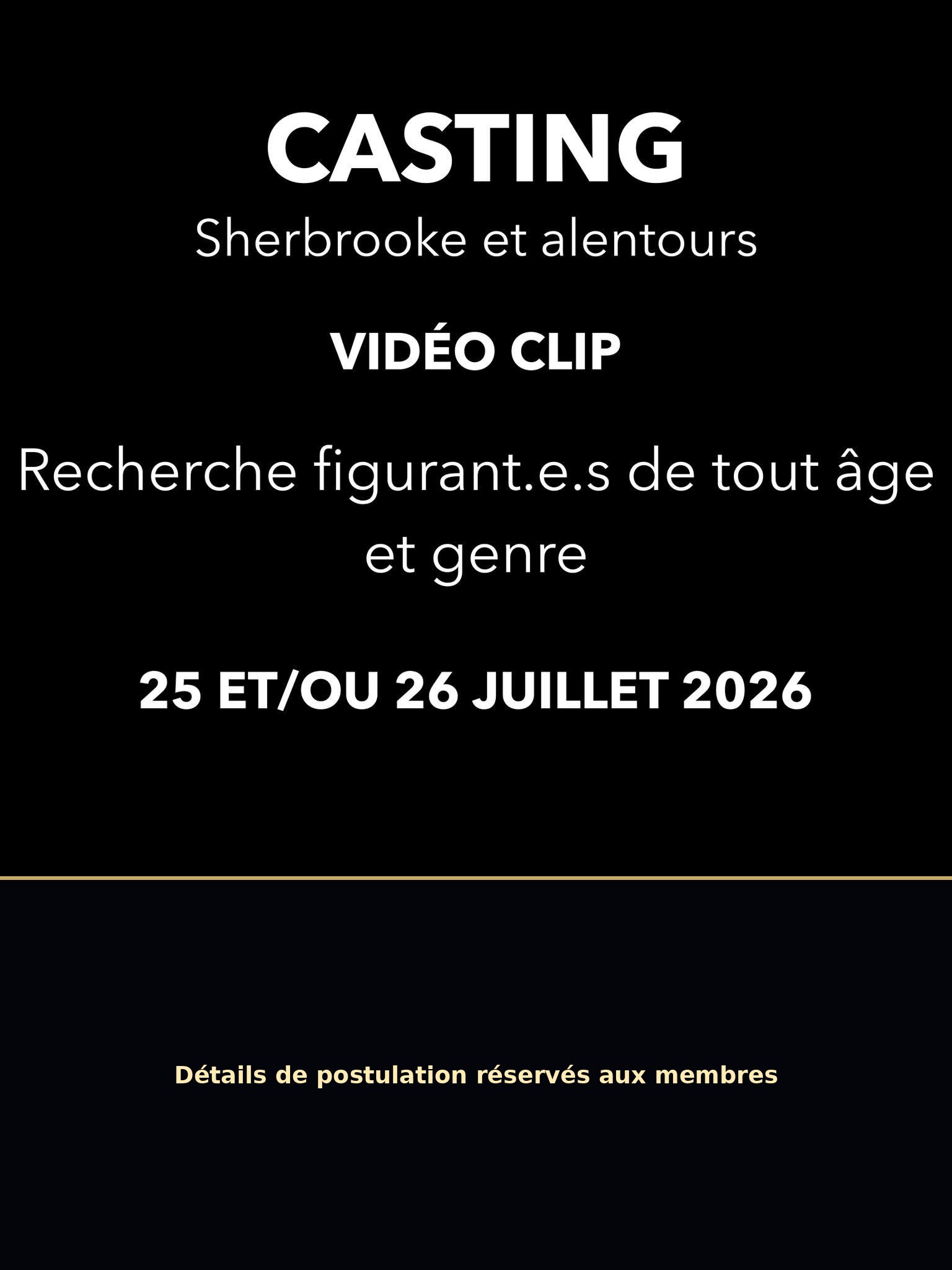 Aperçu public de l’affiche du casting clip musical Denim en Estrie