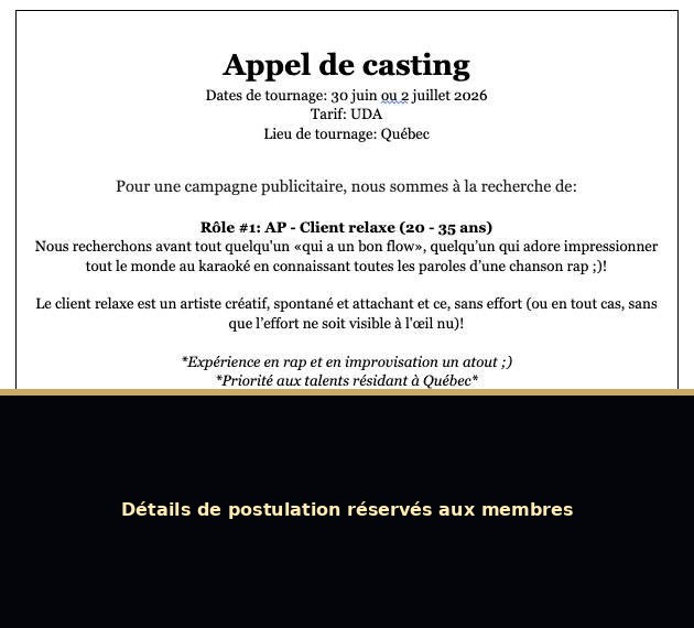 Aperçu public de l’affiche publicité UDA rôle rap à Québec