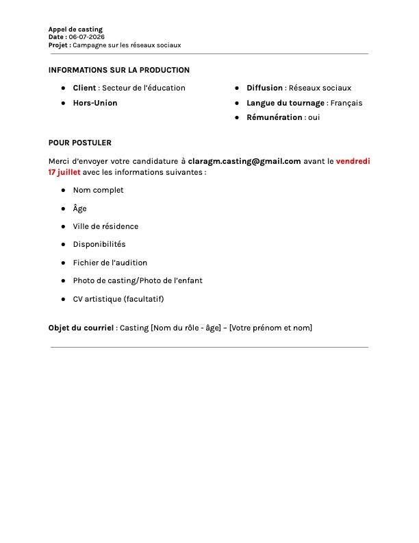 Appel de casting — enfants de 5 à 9 ans, page 2